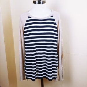 J. Crew Striped Sweater with Suede Elbow Patch